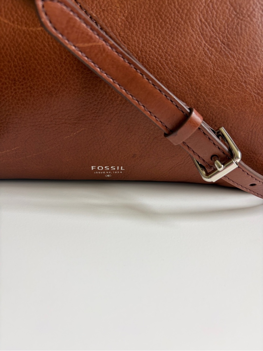Fossil Tan Leather Crossbody with Key Charm - Picture 8 of 14